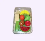 ⁦مجموعة من 5 فواكه خشبية للعب مع سكين تقطيع وصينية⁩ - الصورة ⁦3⁩