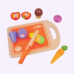 مجموعة من 6 ألعاب خضراوات خشبية مع سكين تقطيع وصينية