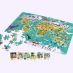 لعبة بازل خريطة العالم 2 في 1 مكونة من 100 قطعة مع 4 شخصيات