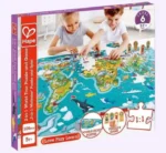 ⁦لعبة بازل خريطة العالم 2 في 1 مكونة من 100 قطعة مع 4 شخصيات⁩ - الصورة ⁦4⁩